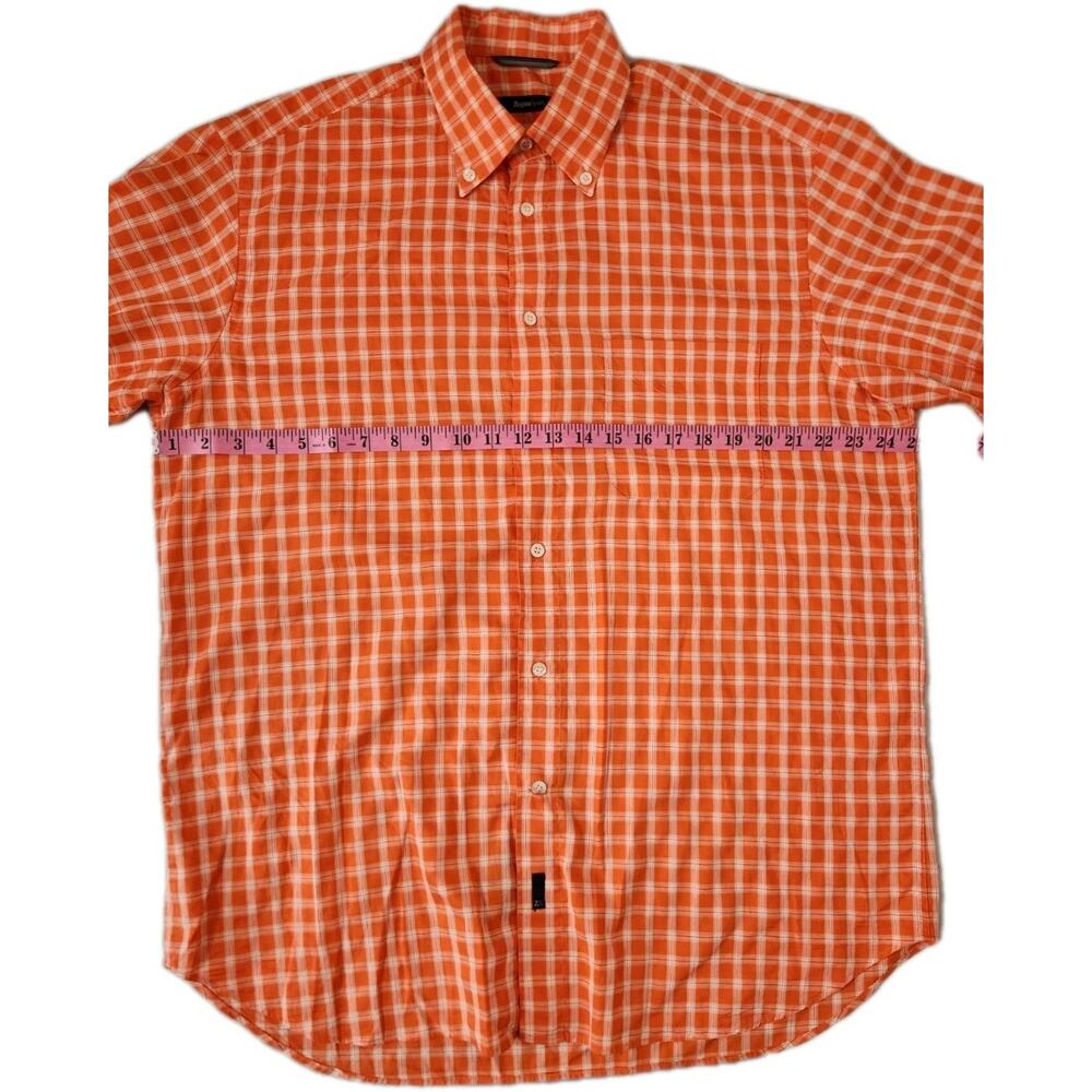 Ermenegildo Zegna Sport Mens Button Down Shirt Orange Plaid Check Size XL - Picture 4 of 5